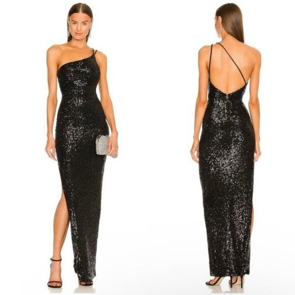 Nookie black sequin bodycon liberty gown sz l - Picture 1 of 4